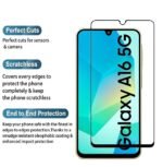Tempered Glass Screen Protector Compatible for Samsung Galaxy A16 5G | Camera Lens (Black) | Back Membrane (Pack Of 3) Combo