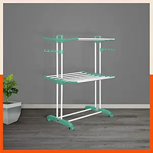 Mobidry Terra 2 Level Steel Modular Cloth Drying Stand (Teal - Medium)