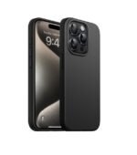 Silicone Bumper Case for iPhone 15 Pro (Black) | Camera Lens (Black) | Matte Finish Back Membrane screen Guard (Pack Of 3) Combo