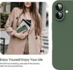 Silicone Bumper Case for iPhone 16 (Green) | Camera Lens (Black) | Matte Finish Back Membrane screen Guard (Pack Of 3) Combo