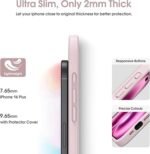 Silicone Bumper Case for iPhone 16 (Pink) | Camera Lens (Black) | Matte Finish Back Membrane screen Guard (Pack Of 3) Combo
