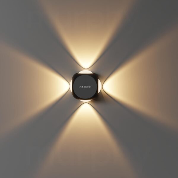 Murphy LED Outdoor Up/Down Wall Light - 6W, Warm White, (4 Multi-Directional Beams), IP65 Waterproof Aluminum Body, Pack of 1