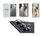 Accessories Combo for Samsung Galaxy S24 Ultra | Tempered Glass | Back Membrane | Original Silicone Case with Camera Rings (4-in-1 Combo)