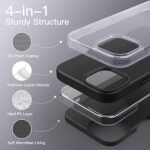 Silicone Bumper Case for iPhone 15 Pro (Black) | Camera Lens (Black) | Matte Finish Back Membrane screen Guard (Pack Of 3) Combo