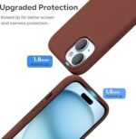 Silicone Bumper Case for iPhone 15 Plus (Brown) | Camera Lens (Black) | Matte Finish Back Membrane screen Guard (Pack Of 3) Combo
