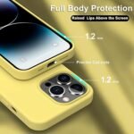 Silicone Bumper Case for iPhone 14 Pro Max (Yellow) | Camera Lens (Black) | Matte Finish Back Membrane screen Guard (Pack Of 3) Combo