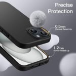 Silicone Bumper Case for iPhone 15 (Black) | Camera Lens (Black) | Matte Finish Back Membrane screen Guard (Pack Of 3) Combo