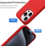 Silicone Bumper Case for iPhone 15 Pro Max (Red) | Camera Lens (Black) | Matte Finish Back Membrane screen Guard (Pack Of 3) Combo