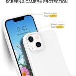 Silicone Bumper Case for iPhone 14 Plus (White) | Camera Lens (Black) | Matte Finish Back Membrane screen Guard (Pack Of 3) Combo