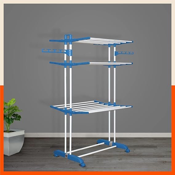Mobidry Terra 3 Level Steel Modular Cloth Drying Stand (Blue - Large)