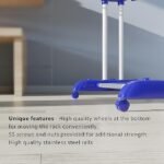 3 Poll Steel Blue Colour Cloth Drying Stand Multiple Folding Arms, Castor Wheels with Brake, Special Epoxy Coated Pipes for Rust Resistance - Made in India 3 Poll Steel Blue Colour Cloth Drying Stand Multiple Folding Arms, Castor Wheels with Brake, Special Epoxy Coated Pipes for Rust Resistance - Made in India