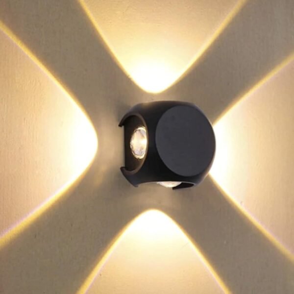 4 Way Oval Up Down LED Outdoor Waterproof IP65 Exterior Wall Step Light Fixture Lamp (Warm White, Black Body) 8 Watts,Aluminium