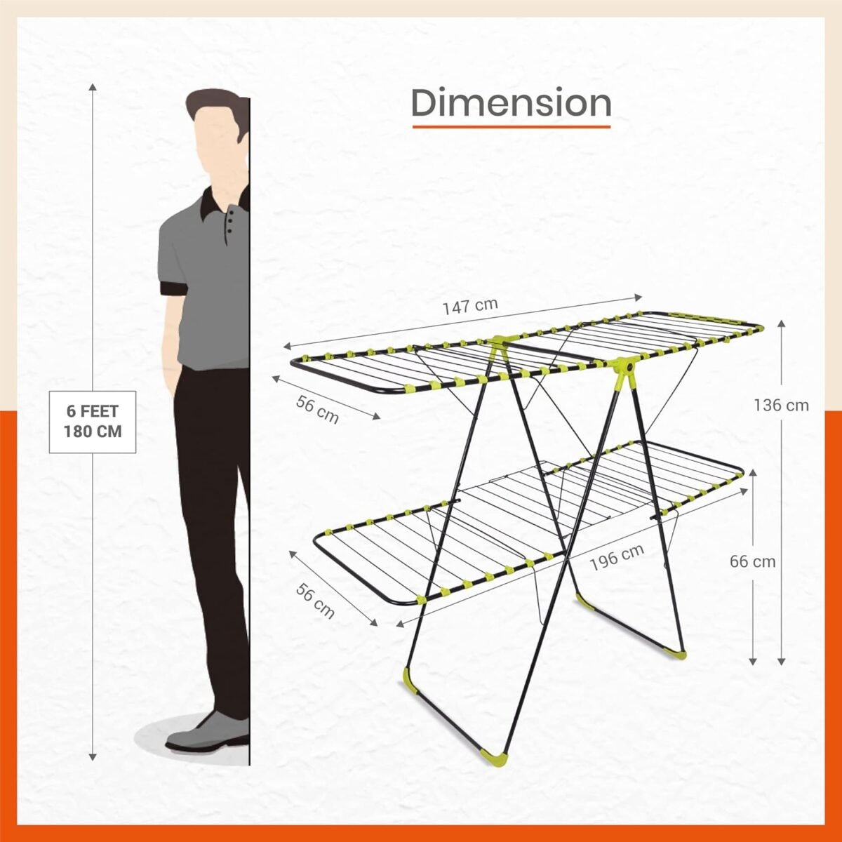 Mobidry Neo+ 2-Level Foldable Alloy Steel Cloth Drying Stand for Home with Socks Holder (XL) (Made in India)