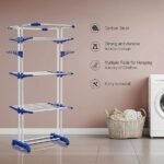 3 Poll Steel Blue Colour Cloth Drying Stand Multiple Folding Arms, Castor Wheels with Brake, Special Epoxy Coated Pipes for Rust Resistance - Made in India 3 Poll Steel Blue Colour Cloth Drying Stand Multiple Folding Arms, Castor Wheels with Brake, Special Epoxy Coated Pipes for Rust Resistance - Made in India