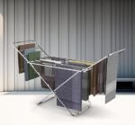 Stainless Steel Foldable Cloth Dryer Stand Double Rack Cloth Stands for Drying Clothes Steel (Cross)