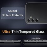 Tempered Glass for Samsung Galaxy A15 (5G) | Camera Lens (Black) | Back Membrane (Pack Of 3) Combo