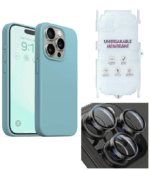 Silicone Bumper Case for iPhone 15 Pro (Pine Green) | Camera Lens (Black) | Matte Finish Back Membrane screen Guard (Pack Of 3) Combo