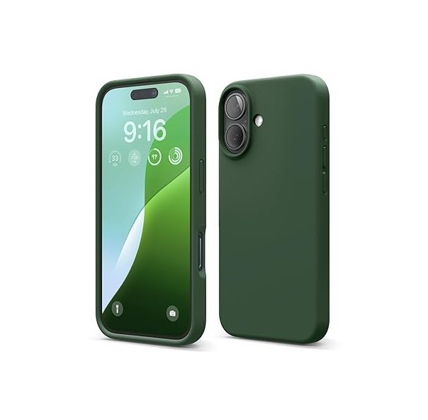 iPhone 16 Case, Premium Liquid Silicone Case, Full Body Protective Cover (Silicone Green)