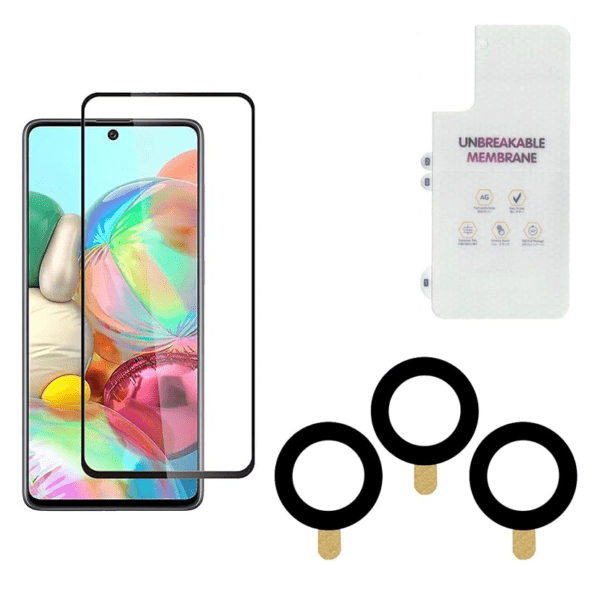 Tempered Glass Compatible With Samsung Galaxy S21 5G | Camera Lens (Black) | Back Membrane (Pack Of 3) Combo