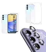 Tempered Glass for Samsung Galaxy A15 (5G) | Camera Lens (Black) | Back Membrane (Pack Of 3) Combo
