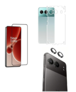 OnePlus Nord 4 5G Tempered glass | Camera Lens (Black) | Back Membrane (Pack Of 3) Combo