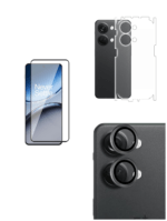 Tempered Glass For OnePlus Nord 3 5G (2024) | Camera Lens (Black) | Back Membrane (Pack Of 3) Combo