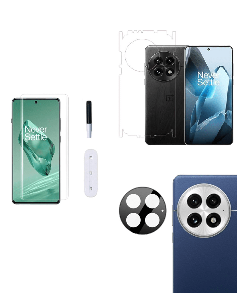 UV Tempered Glass Screen Protector For OnePlus 13 5G | Camera Lens (Black) | Back Membrane (Pack Of 3) Combo