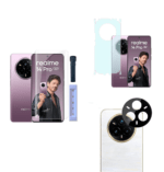 UV Tempered Glass Design for Realme 14 Pro 5G | Camera Lens (Black) | Back Membrane (Pack Of 3) Combo