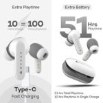 Boult Z20 Truly Wireless Bluetooth Ear Buds with 51H Playtime, Zen™ Calling ENC Mic, Low Latency Gaming, Touch Controls, Rich Bass Drivers, TWS Earbuds Bluetooth Wireless (Ivory White)
