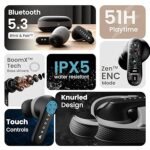 Boult Z20 Truly Wireless Bluetooth Ear Buds with 51H Playtime, Zen™ Calling ENC Mic,  Low Latency Gaming, Touch Controls, Rich Bass Drivers, TWS Earbuds Bluetooth Wireless (Jet Black)