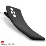 Honor 200 5G | Slim Fit Protective Design | Ultra Matte Finish | Camera Protection Bump | Soft Silicon Back Cover (Black)