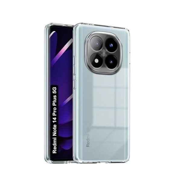 Transparent Shockproof Crystar Clear Back Case Cover for Redmi Note 14 Pro Plus 5G | Raised Bumps for Camera & Screen Protection (Transparent)