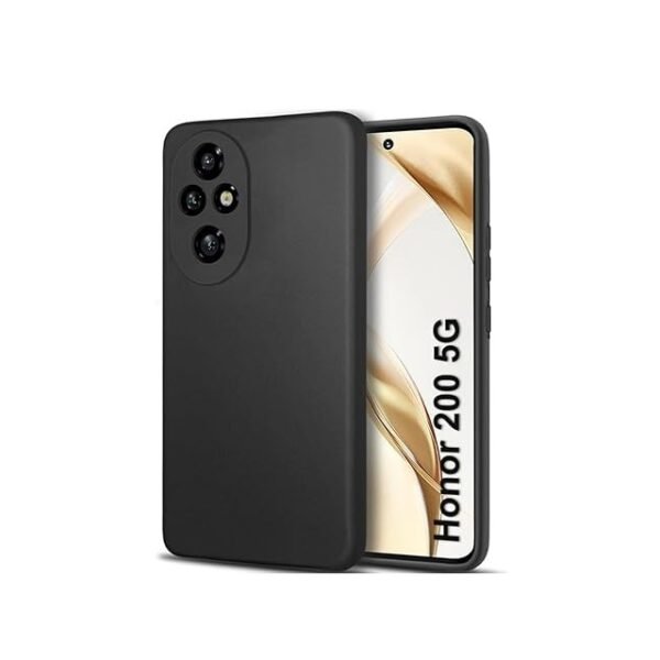 Honor 200 5G | Slim Fit Protective Design | Ultra Matte Finish | Camera Protection Bump | Soft Silicon Back Cover (Black)