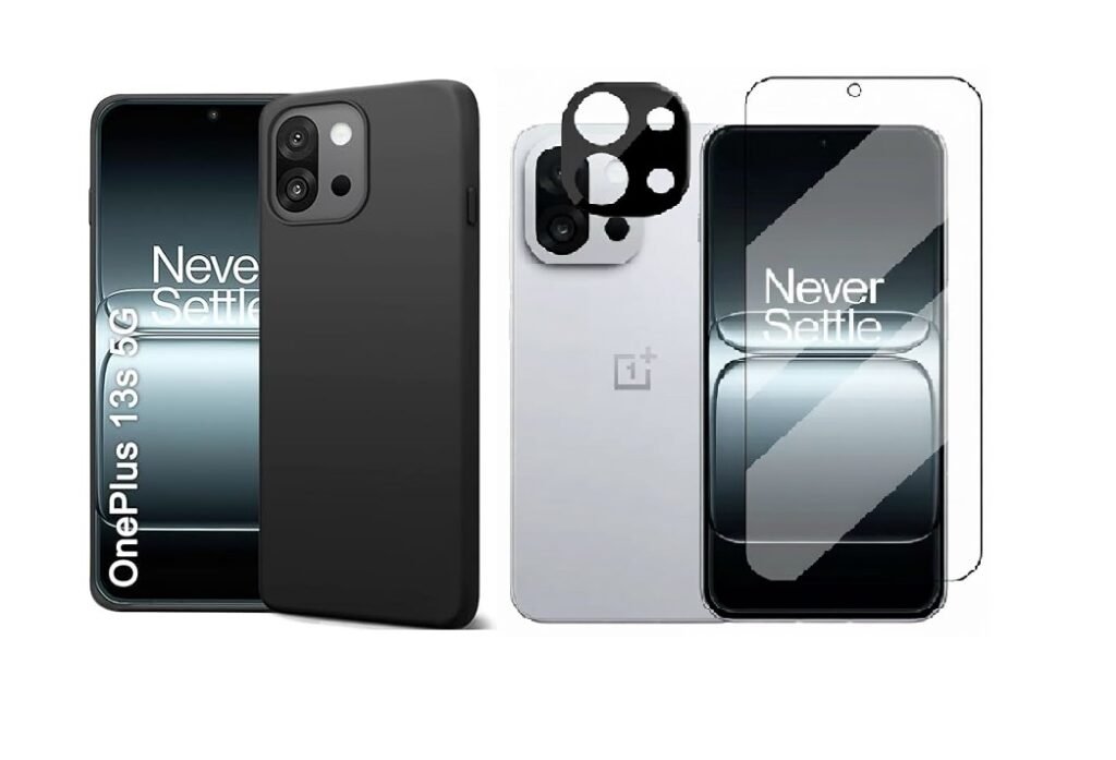 3 in 1 Combo Pack for OnePlus 13s 5G – Silicone Black (Back Cover + Camera Lens Protector + Tempered Glass)