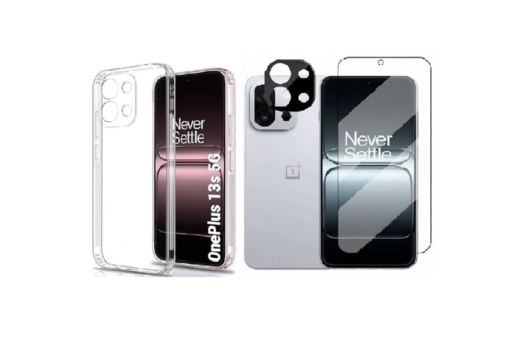 3 in 1 Combo Pack for OnePlus 13s 5G – Silicone Transparent Cover (Back Cover + Camera Lens Protector + Tempered Glass)