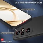 Honor 200 5G | Slim Fit Protective Design | Ultra Matte Finish | Camera Protection Bump | Soft Silicon Back Cover (Black)