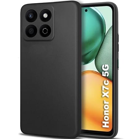 Honor X7C 5G | Slim Fit Protective Design | Ultra Matte Finish | Camera Protection Bump | Soft Silicon Back Cover Case for Honor X7C 5G (Silicone, Black)