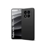 3 in 1 Combo Pack for Mi Redmi Note 14 Pro Plus 5G – Silicone Black Cover (Back Cover + Camera Lens Protector + Tempered Glass)