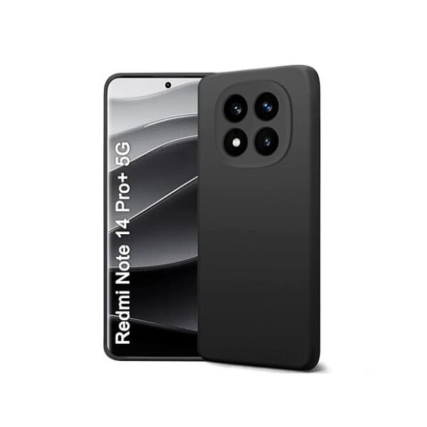 Silicone Back Cover Case for Mi Redmi Note 14 Pro Plus 5G | Soft Micro-Fibre Lining Inside | Camera Protection Bump (Silicone, Black)