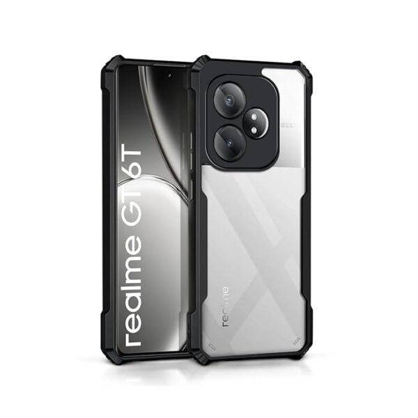Shock Proof Clear Protective Back Case for Realme GT 6T 5G | 360 Degree Camera Protection (Eagle)
