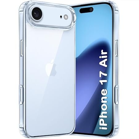 Ultra-Hybrid Crystal Clear Back Case Cover for iPhone 17 Air | Shockproof Design | Camera Protection Bump (Transparent)