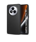 Realme Narzo 80 Pro 5G Silicone Black Back Cover + Tempered Glass + Camera Lens Protector Combo Pack