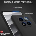 Silicone Back Cover Case for Mi Redmi Note 14 Pro Plus 5G | Soft Micro-Fibre Lining Inside | Camera Protection Bump (Silicone, Black)