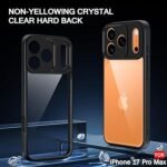 Shockproof Sleek Armor Back Cover Case for iPhone 17 Pro Max | 360° Protection (PC & TPU, Transparent Clear Back, Black Sides) -Eagle