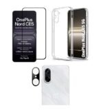 3 in 1 Combo Pack for OnePlus Nord CE 5 – Transparent Back Cover (Back Cover + Camera Lens Protector + Tempered Glass)