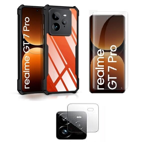 3 in 1 Combo Pack for Realme GT 7 Pro 5G – Eagle Black (Back Cover + Camera Lens Protector + Tempered Glass)