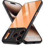 Shockproof Sleek Armor Back Cover Case for iPhone 17 Pro Max | 360° Protection (PC & TPU, Transparent Clear Back, Black Sides) -Eagle