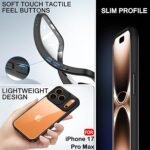 Shockproof Sleek Armor Back Cover Case for iPhone 17 Pro Max | 360° Protection (PC & TPU, Transparent Clear Back, Black Sides) -Eagle