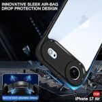 Ultra-Hybrid Shockproof Sleek Armor Back Cover Case for iPhone 17 Air | 360° Protection (PC & TPU, Transparent Clear Back, Black Sides) - Eagle