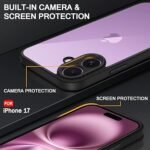 Shockproof Sleek Armor Back Cover Case for iPhone 17 | 360° Protection |Transparent Clear Back, Black Sides (Eagle)